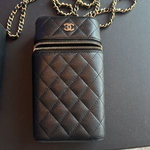 Classic Chanel vanity phone holder with chain
